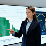 A diverse team of professional business analysts, both male and female, in modest business attire, collaboratively discussing intricate data visualizations on a large digital display in a modern corporate boardroom. One analyst points to a key insight on the screen, indicating a potential business opportunity. The scene is well-lit, high-resolution, with sharp focus. perfect anatomy, correct proportions, natural pose, well-formed hands, proper finger count, natural body proportions, fully clothed, appropriate attire, modest clothing, professional dress, safe for work, appropriate content, family-friendly.