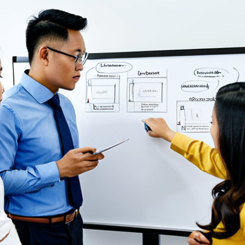 Strategic Collaboration**

"A diverse group of Malaysian business professionals, fully clothed in appropriate office attire, brainstorming together in a modern co-working space, collaborative atmosphere, whiteboard with business strategies, perfect anatomy, natural proportions, well-formed hands, safe for work, appropriate content, professional environment, modest attire."

**