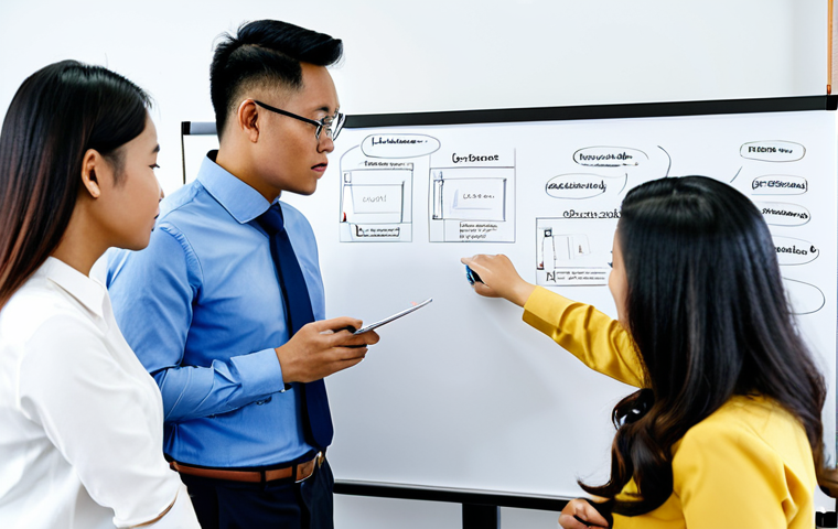 Strategic Collaboration**

"A diverse group of Malaysian business professionals, fully clothed in appropriate office attire, brainstorming together in a modern co-working space, collaborative atmosphere, whiteboard with business strategies, perfect anatomy, natural proportions, well-formed hands, safe for work, appropriate content, professional environment, modest attire."

**
